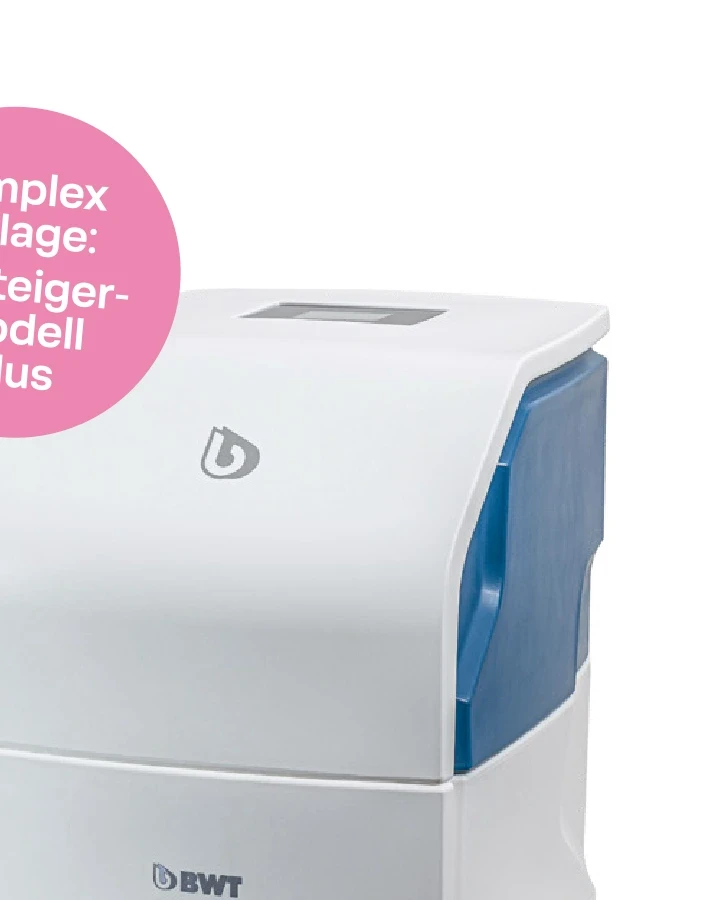 BWT Perla one S – kompakter Simplex-Wasserenthärter mit integriertem AQA Stop Extern und AQA Guard Sensor