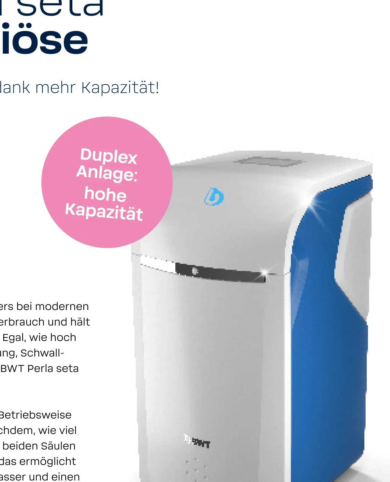 BWT Perla seta – Duplex-Wasserenthärter mit hoher Kapazität