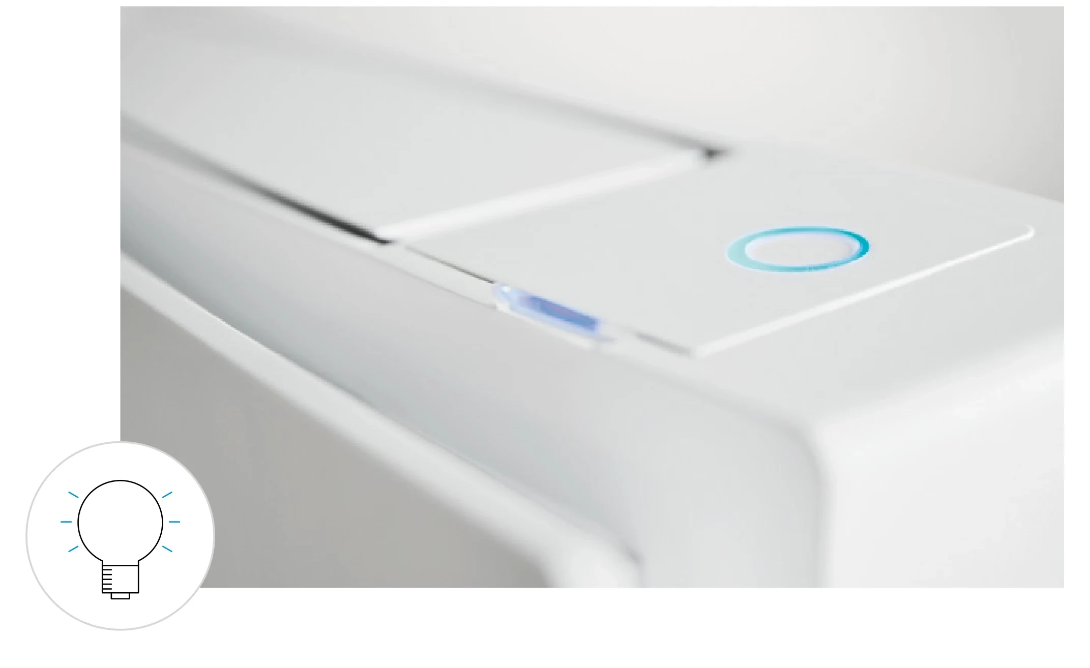 Detailansicht des Thermo- und Bewegungssensors der Daikin Stylish mit LED-Ring